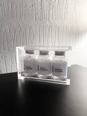 Clear acrylic display for 3 CP bottles