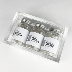 Clear acrylic display for 3 CP bottles